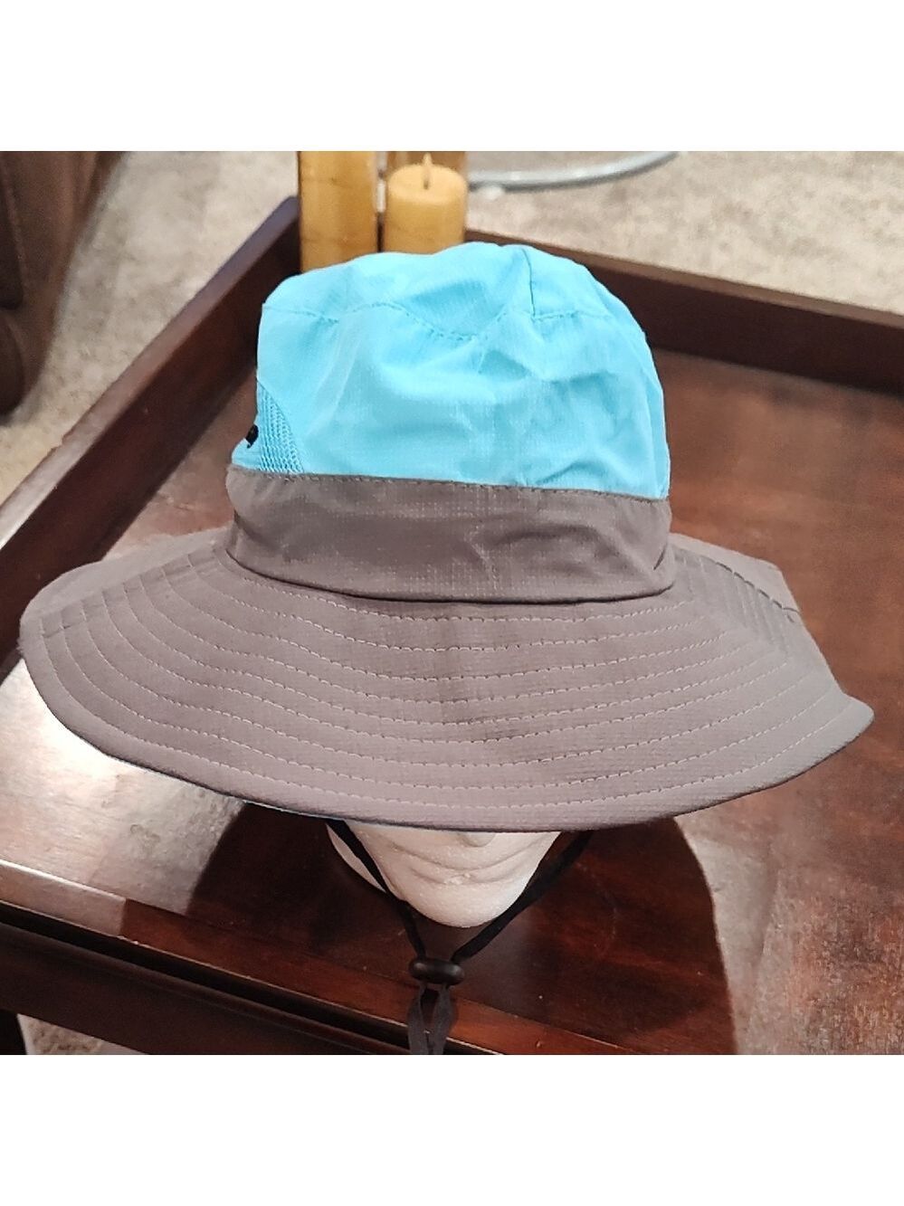 Blue and Gray Wide Brim Sun Bucket Hat - Picture 1 of 5